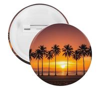 Broche ronde personnalisée en fer blanc avec motif coucher de soleil tropical, convient pour les enseignants, les infirmières, les médecins, le personnel, les cadeaux de fête, 5PCS, Plastique