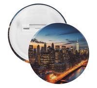 Broche ronde personnalisée en fer blanc avec motif paysage de New York - Convient pour les enseignants, les infirmières, les médecins, le personnel, les cadeaux de fête, 20PCS, Plastique, Plastiques