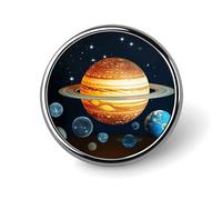 Broche ronde phosphorescente représentant une planète du système solaire, accessoire mignon et personnalisable pour vêtements et bijoux, idéal comme cadeau de mariage ou de fête.