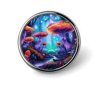 Broche ronde psychédélique en forme de champignon coloré, épingle à cravate pour femme, homme, employé de bureau, enseignant, décoration