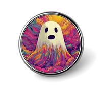 Broche ronde psychédélique Trippy Ghost pour hommes et femmes, badge de mode, épingle de col, robe, veste, sac à dos, accessoires