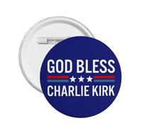 Broche ronde « Que Dieu bénisse Charlie Kirk » (1 pièce)