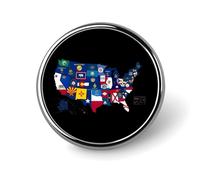 Broche ronde représentant la carte des États et territoires américains, accessoire de mode pour vêtements, chapeaux, bijoux et autres occasions spéciales mariages et fêtes.