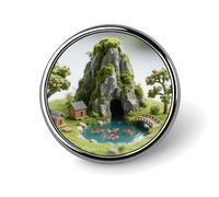 Broche ronde représentant un petit poisson sur le thème des rochers, épinglette simple, broche café, cadeau souvenir pour femmes et hommes