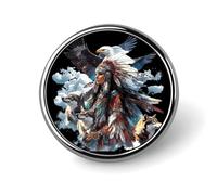 Broche ronde représentant une femme amérindienne louve, insigne de revers, bouton commémoratif en métal, kit pour chapeau, chemise, vêtements, sacs et décoration.