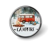 Broche ronde rétro en forme de feu de camp pour femme et homme, accessoire de décoration pour employé de bureau, enseignant