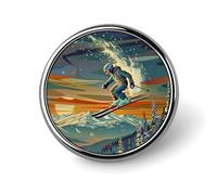 Broche ronde rétro en forme de montagne enneigée, pour femme, homme, employé de bureau, enseignant, décoration