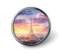 Broche ronde romantique en forme de tour Eiffel pour femme, homme, employé de bureau, enseignant, décoration