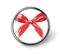 Broche ronde simple en forme de coup de pinceau rouge avec nœud en ruban pour homme et femme