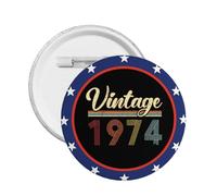 Broche ronde, style vintage 1974, cadeau d'anniversaire pour les 50 ans d'une personne. 1 pièce.