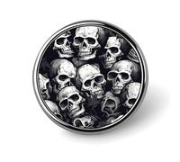 Broche ronde tendance à motif de crânes. Cette broche imprimée est conçue pour un usage quotidien par les femmes. Idéale pour la Saint-Valentin ou un mariage.