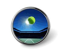 Broche ronde tendance en métal imprimé balle de tennis dans l'air - pour sacs à dos ou revers, épingle de Saint-Valentin, 2,5 x 2,5 cm, aluminium, alliage d'aluminium