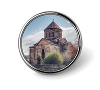 Broche ronde tendance en métal imprimé église arménienne - pour sacs à dos ou revers, épingle de Saint-Valentin, 2,5 x 2,5 cm, aluminium, alliage d'aluminium