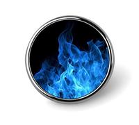 Broche ronde tendance en métal imprimé flamme bleue - pour sacs à dos ou revers, broche de Saint-Valentin, 2,5 x 2,5 cm, aluminium, alliage d'aluminium