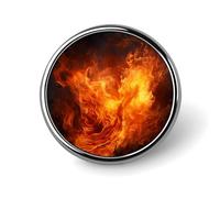 Broche ronde tendance en métal imprimé flamme rugissante - pour sacs à dos ou revers, broche de Saint-Valentin, 2,5 x 2,5 cm, aluminium, alliage d'aluminium