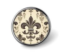 Broche ronde tendance en métal imprimé fleur de lys et armoiries de chevalier - pour sacs à dos ou revers, broche de Saint-Valentin, 2,5 x 2,5 cm, aluminium, alliage d'aluminium