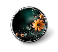Broche ronde tendance en métal imprimé fleurs vives - pour sacs à dos ou revers, épingle de Saint-Valentin, 2,5 x 2,5 cm, aluminium, alliage d'aluminium