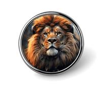 Broche ronde tendance en métal imprimé lion scifi - pour sacs à dos ou revers, broche de Saint-Valentin, 2,5 x 2,5 cm, aluminium, alliage d'aluminium