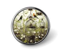 Broche ronde tendance, ornée de papillons et de fleurs de narcisse. Broche imprimée, idéale pour un usage quotidien. Parfaite pour la Saint-Valentin ou un mariage.