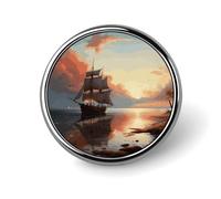 Broche ronde tendance, ornée d'un motif tête de mort et squelette, idéale pour un usage quotidien. Broche de Saint-Valentin ou de mariage.