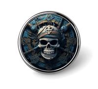 Broche ronde tendance, ornée d'un motif tête de mort et squelette, idéale pour un usage quotidien. Broche de Saint-Valentin ou de mariage.