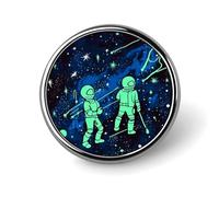 Broche ronde tendance phosphorescente imprimée en métal - pour sacs à dos ou revers, épingle de Saint-Valentin, 2,5 x 2,5 cm, aluminium, alliage d'aluminium