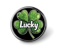 Broche ronde trèfle porte-bonheur pour la Saint-Patrick, à porter comme un insigne ou à épingler. Idéale pour décorer vêtements, chapeaux et accessoires pour femmes et hommes. Cadeau parfait pour la S