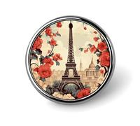 Broche ronde vintage à motif floral de Paris pour chapeaux, vêtements, sacs, accessoires de mode unique, cadeau pour homme et femme