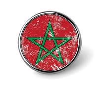 Broche ronde vintage drapeau du Maroc, accessoire de mode pour hommes et femmes.