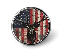 Broche ronde vintage en forme de cerf avec drapeau américain pour femme, homme, employé de bureau, enseignant, décoration