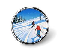 Broche ronde vintage en forme de train du Père Noël - Cadeau pour femme et homme, Circular, Aluminium, Alliage d'aluminium