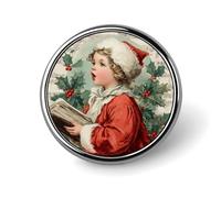 Broche ronde vintage mignonne petite chanteuse de Noël pour homme femme tendance badge broche broche robe veste sac à dos accessoires
