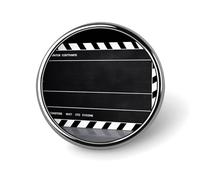 Broche ronde vintage noire pour robe, costume, accessoire de costume, épinglette de film classique, cadeau pour homme et femme, souvenir, Circular, Aluminium, Alliage d'aluminium
