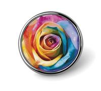 Broche ronde vintage pour robe, costume, accessoire de costume, épinglette arc-en-ciel rose, cadeau pour femme et homme souvenir, Circular, Aluminium, Alliage d'aluminium