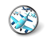 Broche ronde vintage pour robe, costume, accessoire de costume, épinglette d'avion - Cadeau pour femme et homme - Souvenir, Circular, Aluminium, Alliage d'aluminium