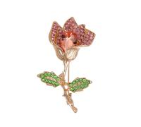 Broche rose de Saint-Valentin pour festival, cardigan fixe cheongsam, Pierre Verre Pierre Émail Verre, Zircone cubique Agate Obsidienne