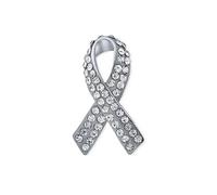 Broche Ruban Cristal Pour Sensibilisation : Parkinson Schizophrénie Troubles Cérébraux Soutien Aux Survivants De La Santé Mentale - Broche Émaillée Ton Argent Pour Femmes