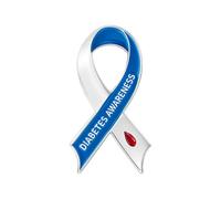 Broche ruban de sensibilisation en alliage bleu et blanc pour décoration de vêtements