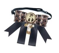 Broche ruban en alliage JK avec breloque élégante accent britannique double usage accessoire de mode bijou rétro ruban en alliage, Pin, Comme décrit