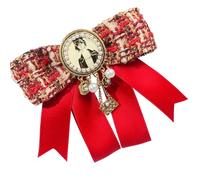 Broche ruban en alliage JK avec breloque élégante accent britannique double usage accessoire de mode bijou rétro ruban en alliage, Pin, Comme décrit