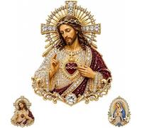 Broche sacré-cœur de Jésus, épinglette vintage en forme de cœur sacré et de la Vierge Marie - Cadeau inspirant pour femme et homme, pour la maison, l'autel, l'église, le baptême, religieux