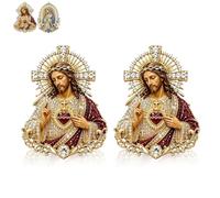 Broche « Saints Cœurs de Jésus », nouvelle broche en strass avec Jésus et la Vierge Marie (2026), bijoux catholique vintage, cadeau pour femmes et hommes (rouge, 2 pièces)