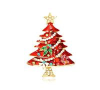 Broche sapin de Noël en strass - Épinglette délicate en émail avec cristaux CZ étoile porte-bonheur 6,3 cm, accessoire de vêtements festifs pour femme, cadeau de fête de Noël, M, Métal Métal Émail