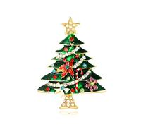 Broche sapin de Noël en strass - Épinglette délicate en émail avec cristaux CZ étoile porte-bonheur 6,3 cm, accessoire de vêtements festifs pour femme, cadeau de fête de Noël, M, Métal Métal Émail