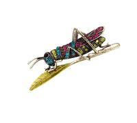 Broche sauterelle d'inspiration vintage en alliage avec strass étincelants pour femme tenue formelle et décontractée Style vintage Grasshopper Pin pour un usage quotidien, taille unique, Comme décrit