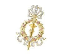 Broche sceptre en strass étincelants - Design vintage - Accessoire de mode unisexe - Accessoire de mode pour une tenue décontractée - Cadeau - Badge rétro en alliage, One Size, Comme décrit