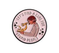 Broche scientifique créative - Lettres sarcastiques - Design microscope - Broche ronde en alliage - Accessoire élégant - Badge circulaire