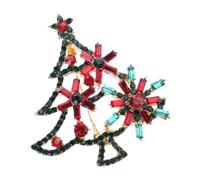 Broche scintillante en alliage robuste en forme de sapin de Noël pour tenue festive, accessoire de bijoux d'événement