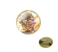 Broche Seigneur Shiva style hindouisme classique pins up femmes accessoires tendance badge verre cabochon bijoux, Small, Métal, Perle