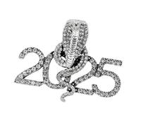 Broche serpent pour le Nouvel An 2025 accrocheur 2025 - Bijoux incrustés de strass pour fête, taille unique, Comme décrit